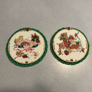 Set of 2 vintage Christmas wall decor